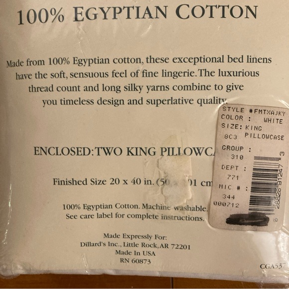 New Nobility Egyptian Cotton 310 thread count king Pillowcases - white - Picture 5 of 5